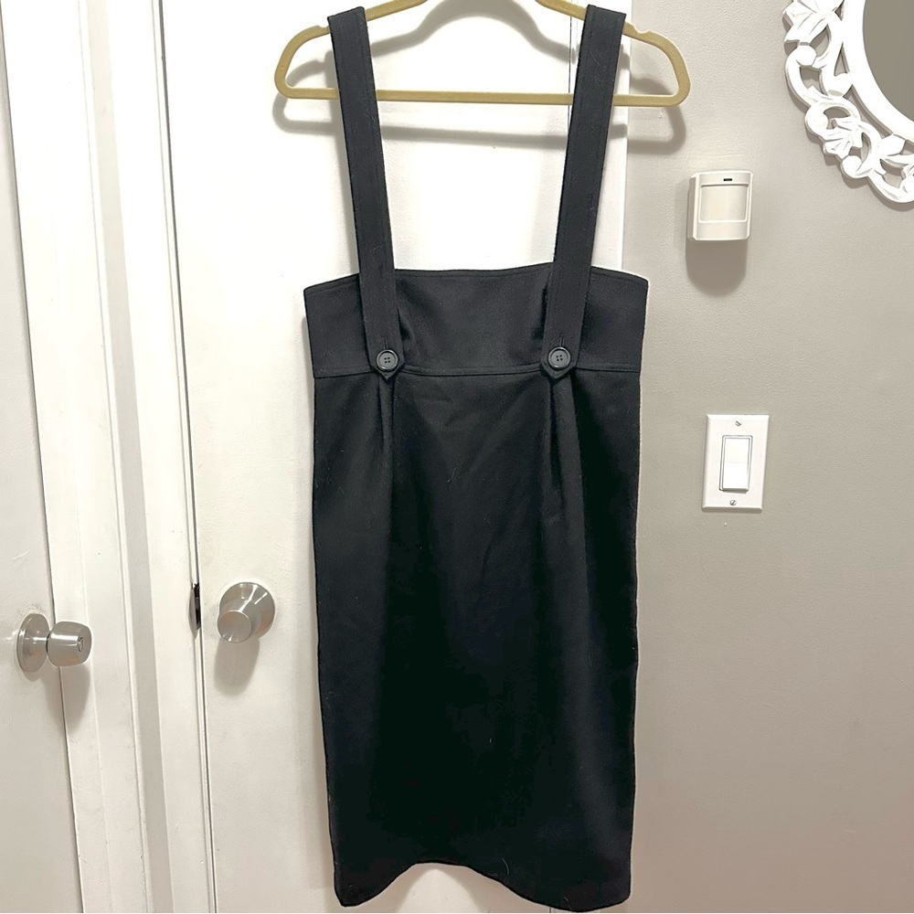 Robert Rodriguez Wool Overall Suspender Dress 6 Black lined adjustable straps